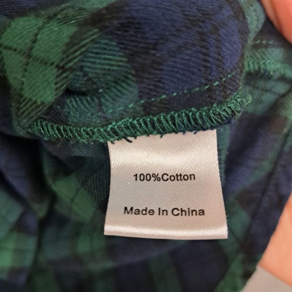 Tuckernuck Saranac Blue Green Tartan Plaid Puff Shoulder Button Up Shirt Size L - Picture 7 of 8